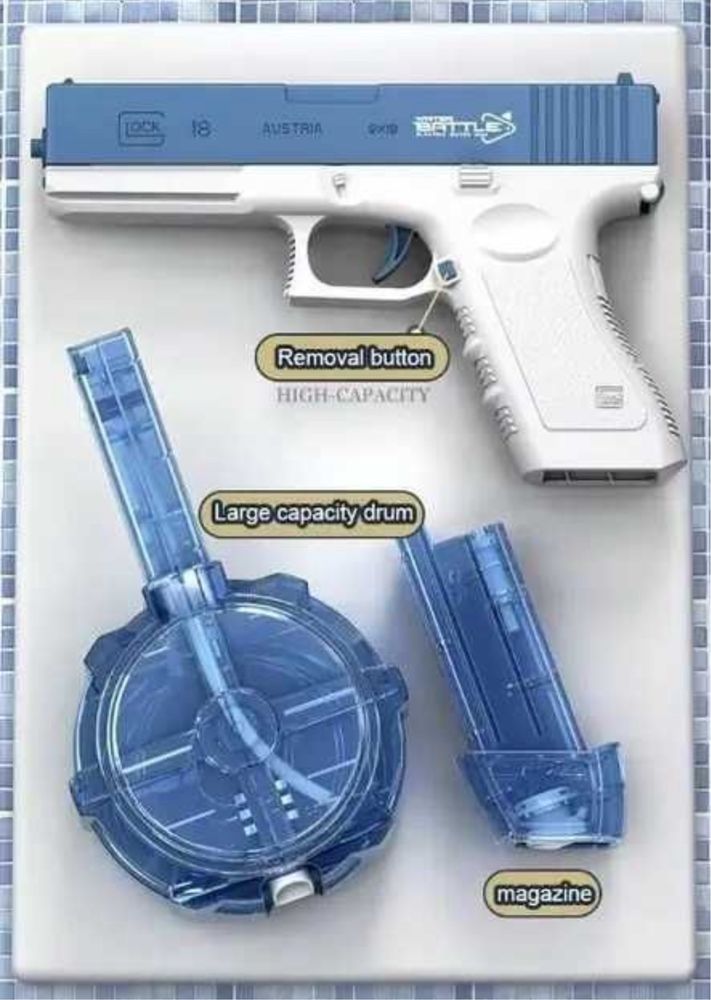 Електричний водяний пістолет акумуляторний Glock + 2 обойми водный