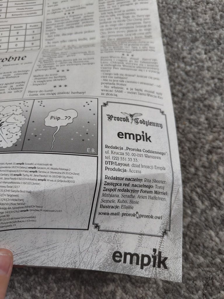 Gazeta kolekcjonerska prorok codzienny 2008 rok empik Harry potter