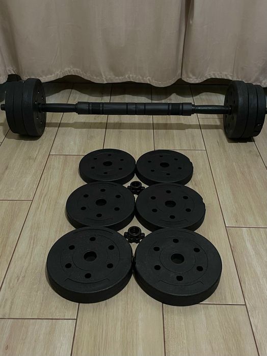 20 kg – Hantle regulowane bitumiczne 2w1 + sztanga gryf hantelki