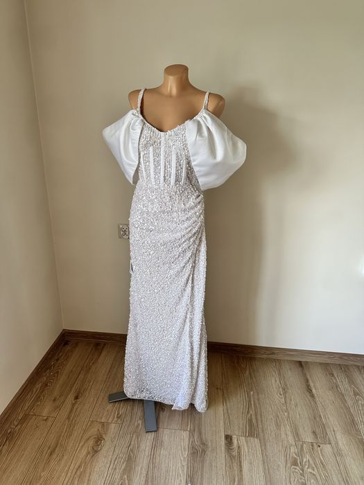 Nowa suknia ślubna cekinowa ASOS rozmiar 36 wesele cywilny poprawiny
