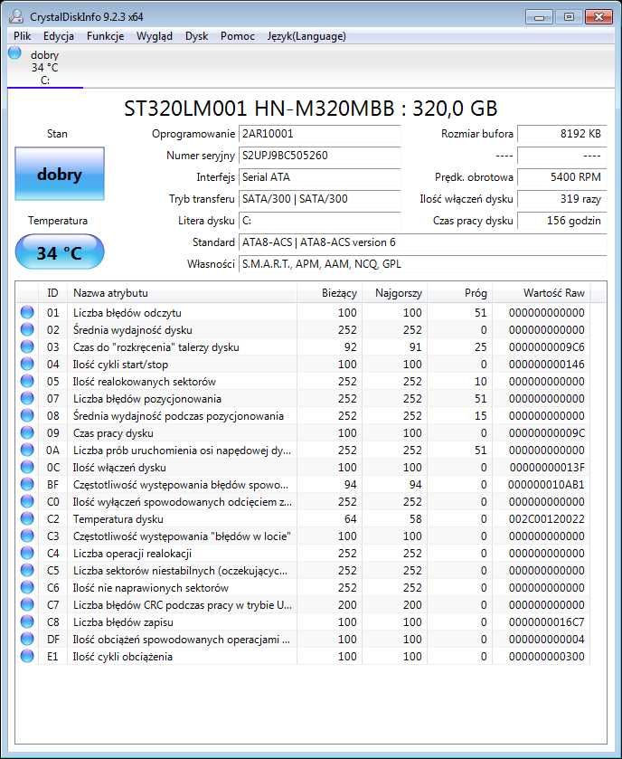 Dysk Samsung 2,5 320GB HDD