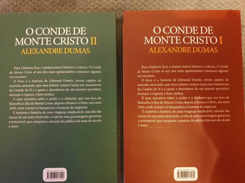 O Conde de Monte Cristo livro 1 e 2 
de Alexandre Dumas NOVOS