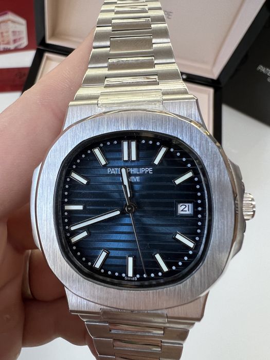 ‼️Знижка‼️ Годинник PATEK PHILIPPE Nautilus 40mm Silver / Blue