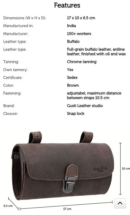 Skórzana torebka rowerowa Gusti Leder bike wolfgang L.