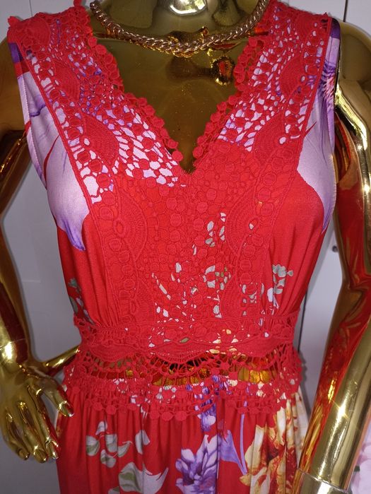 Nowa sukienka w kwiaty z koronką Bonprix R.40/42