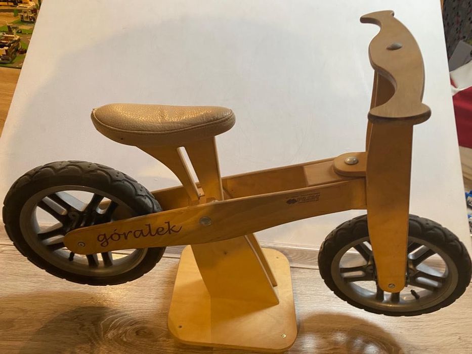 Dzieci drewniany rowerek Góralek biegowy ze stojakiem Rower