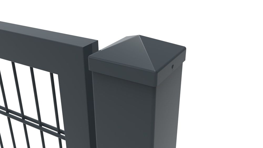 Brama skrzydłowa 2D panel ocynk malowana proszkowo słupy LOCINOX