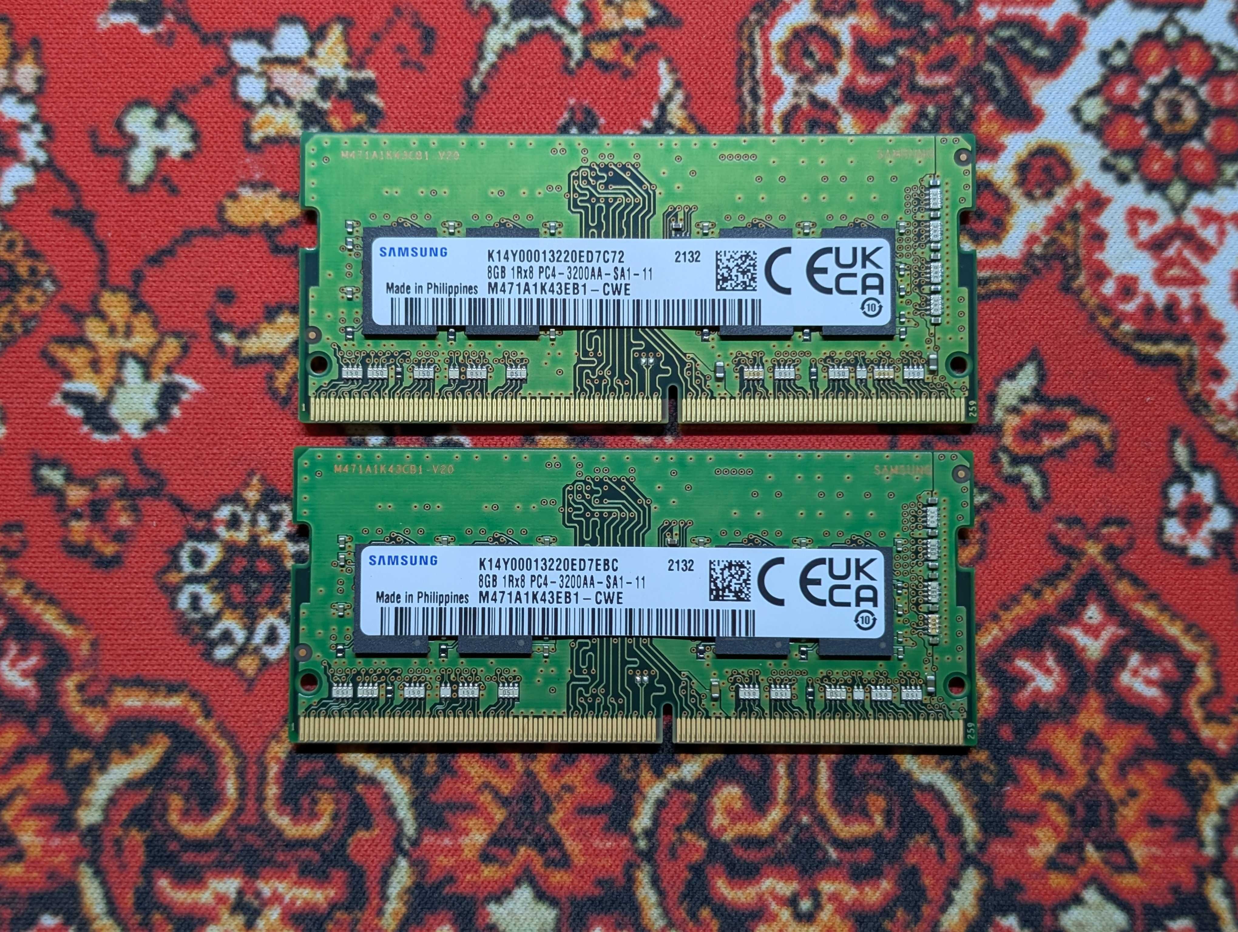 Оперативна пам'ять DDR4 16(8+8) Gb Samsung SODIMM DDR4 2x8Gb 1Rx8 3200