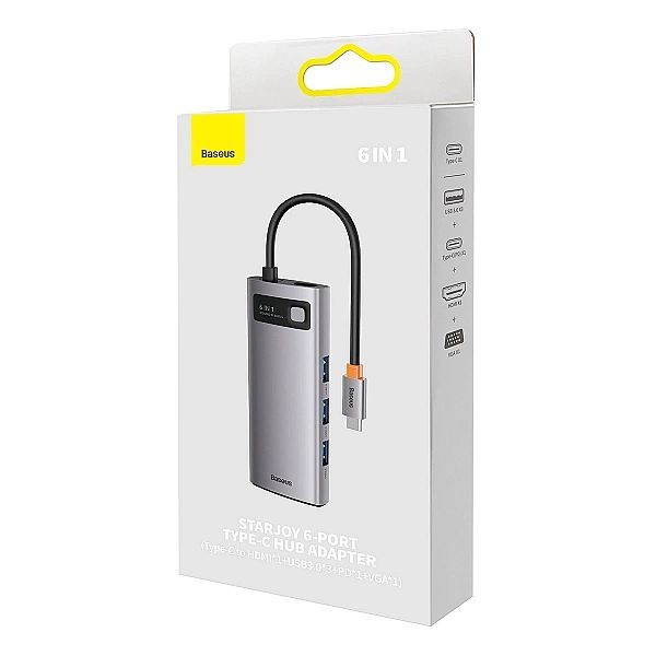 Baseus Metal Gleam Series stacja dokująca Hub 6 w 1 Usb Typ C - 1 x Hd