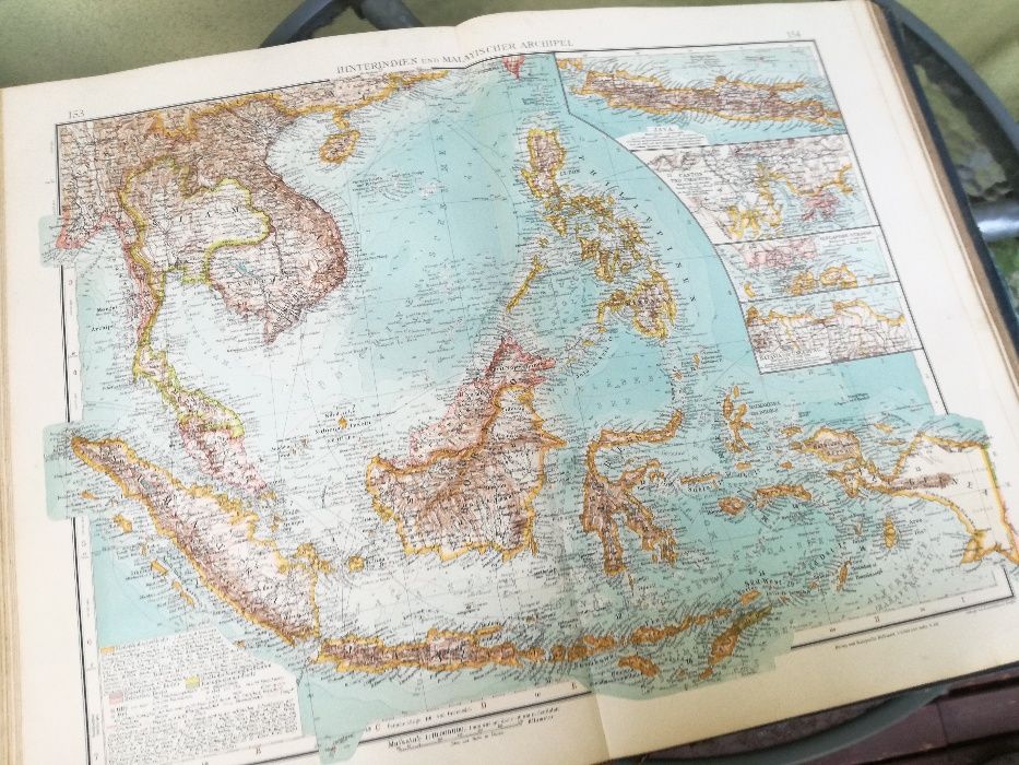 Mapa -Andrees Allgemeiner Handatlas 1908 r. - 115 letni atlas! A.Scobe