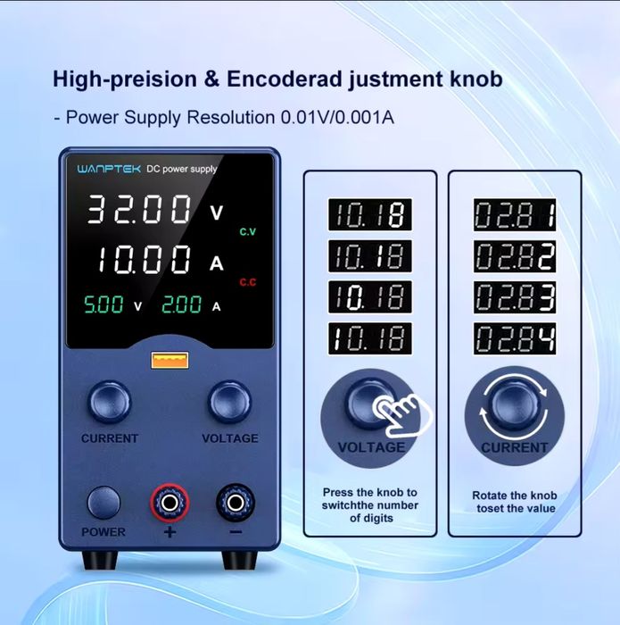 Zasilacz Laboratoryjny, precyzyjny 32Volt, 5Amper i 160Wat. Nowość. 
Z