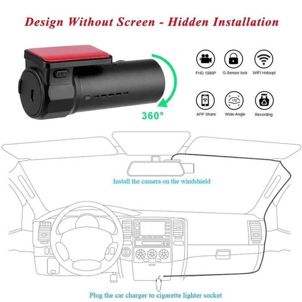 Câmera de visão noturna 1080p wifi carro dvr gravador vídeo digital