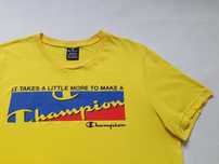 Champion Crewneck T-Shirt Mens Center Logo Yellow