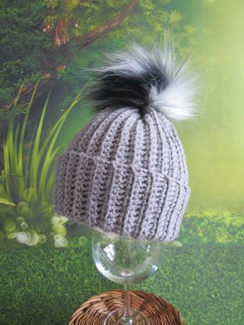 Nowa czapka jesienno-zimowa z pomponem*Handmade *