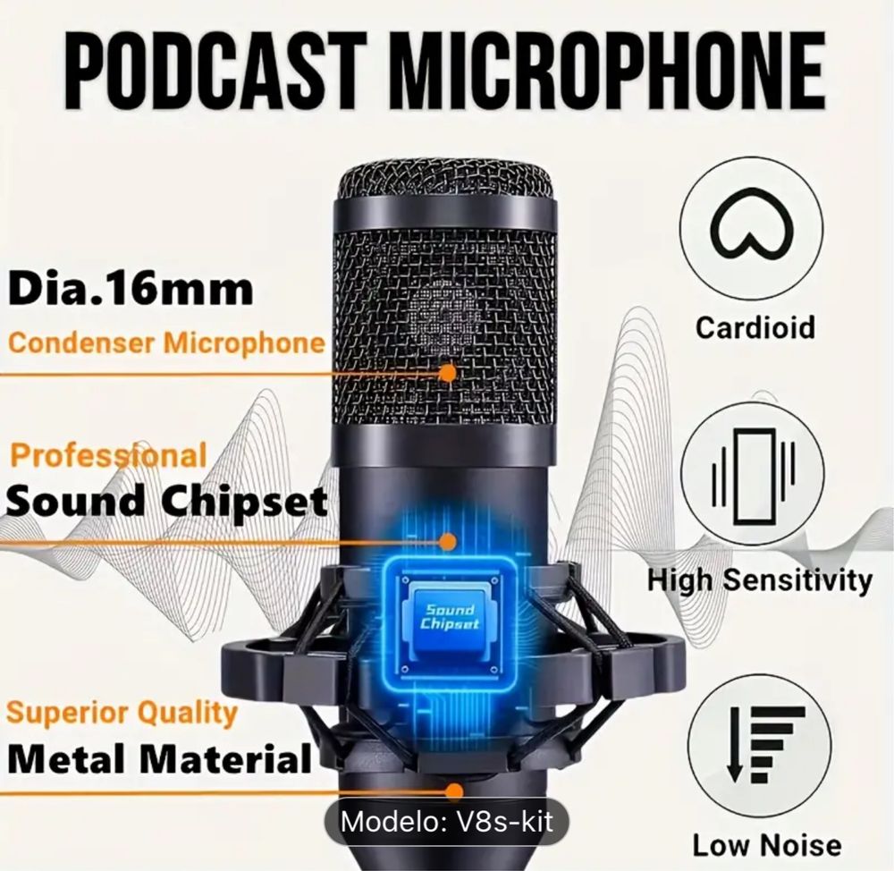 Podcast sound sistema venda V8-s