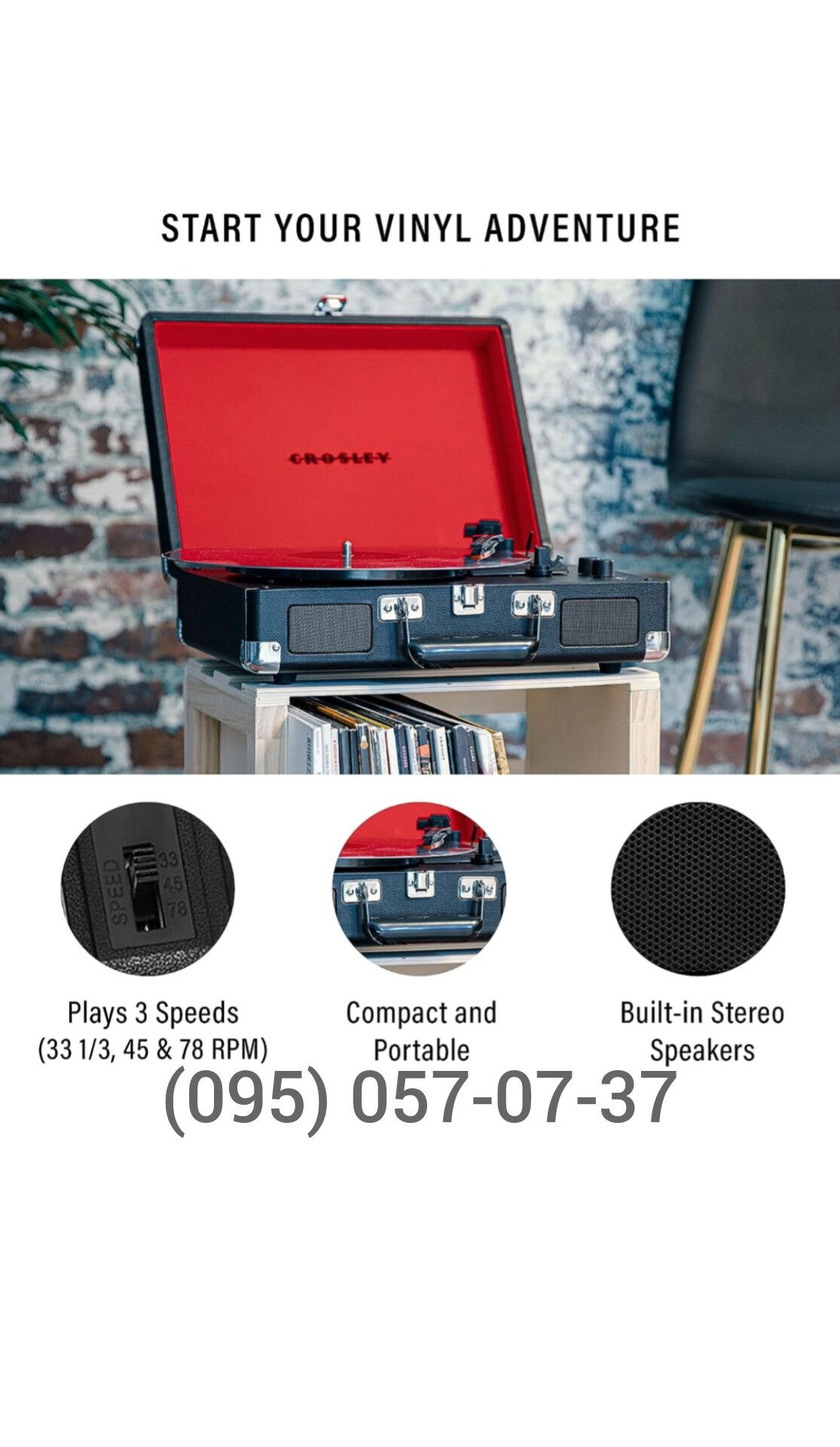 Програвач вінілу Crosley Cruiser Deluxe Black, є інші кольори
Crosley