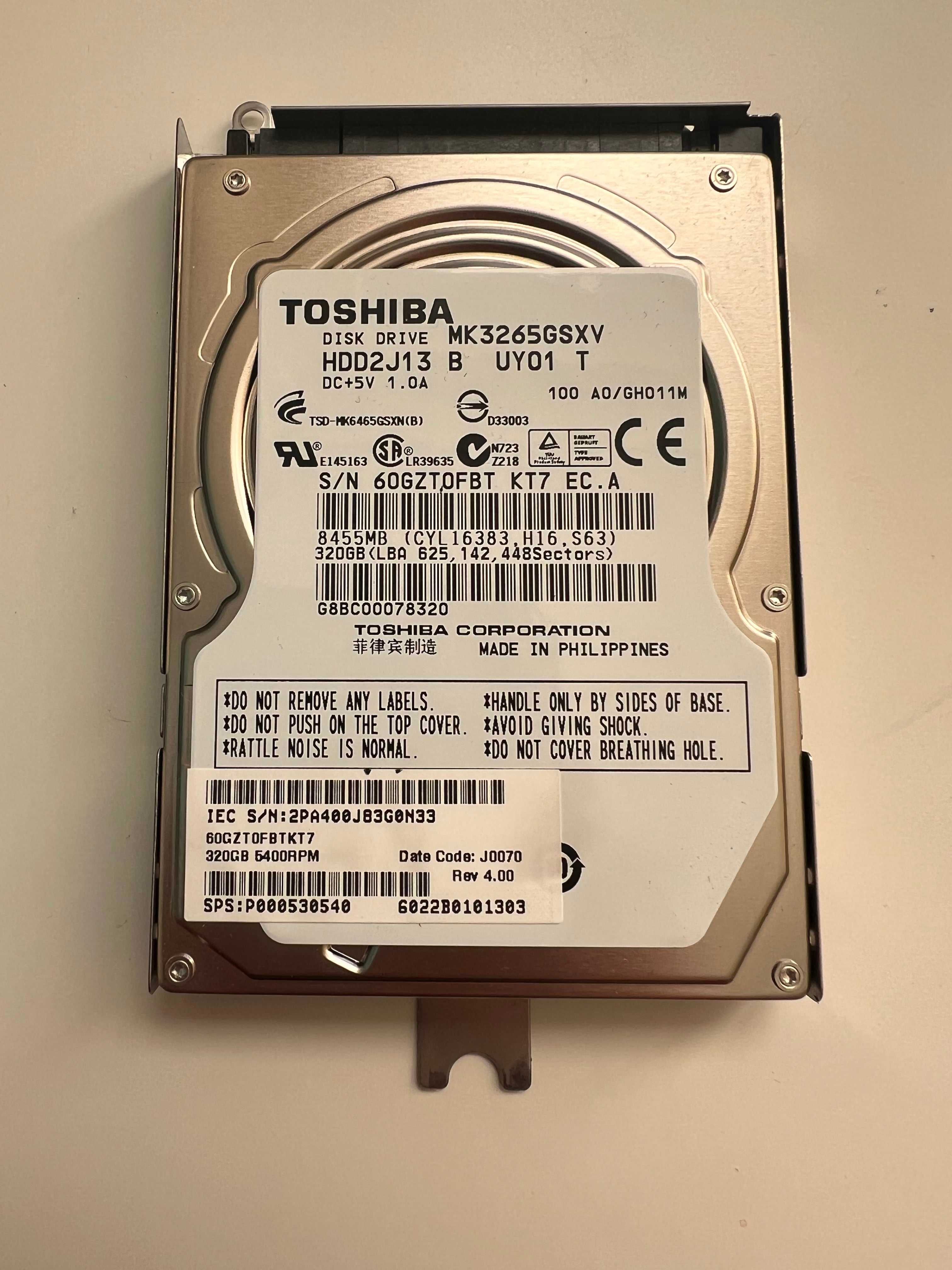 Dysk twardy Toshiba MK3265GSX 320GB 2,5"