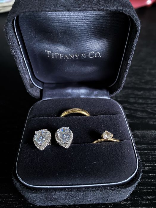 Zestaw biżuterii - Tiffany & CO. AU750 + Pierscionek YES + kolczyki