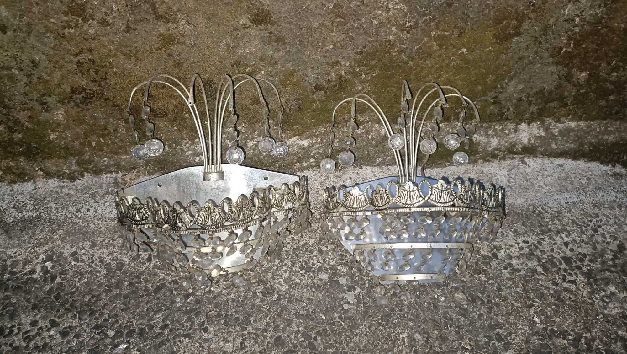 candeeiro de tecto em cristal ou vidro  + 2 apliques