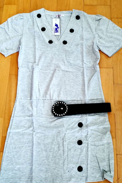 Nowa szara tunika/sukienka L/ XL z paskiem. Odbiór osobisty