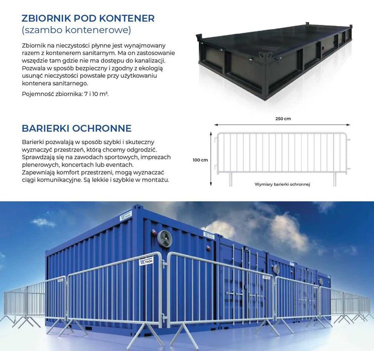 Kontener biurowy sanitarny wynajem na budowę toaleta przenośna WC