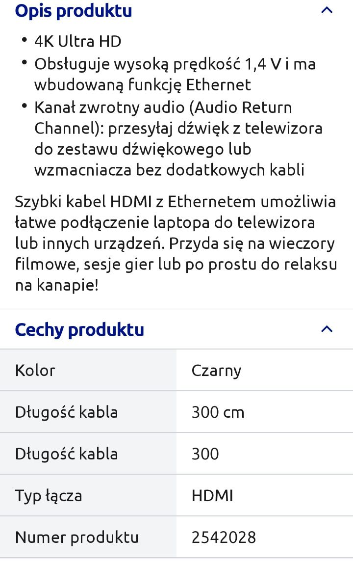 Kabel HDMI Premium 4K Ethernet 3m