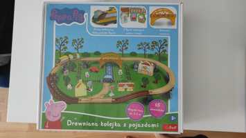 Kolejka drewniana z pojazdami Świnka Peppa Peppa Pig kolejka