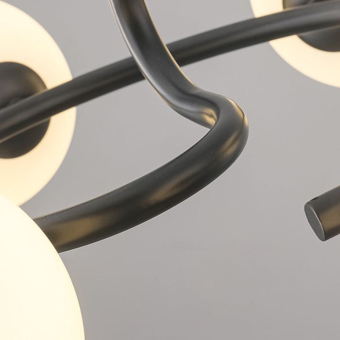 Lampa sufitowa skandynawska – żyrandol 6-ramienny, szkło i metal