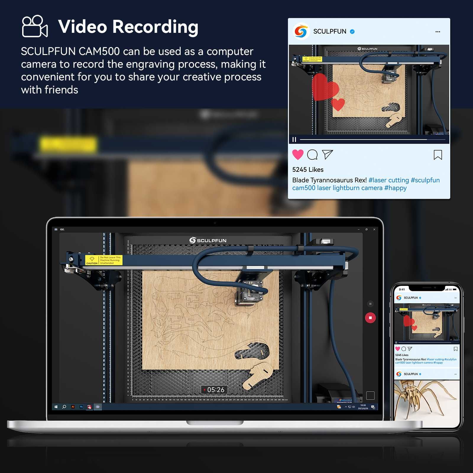 [NOVO] Lente Grande Angular CAM500 para Máquinas de Gravação SCULPFUN
