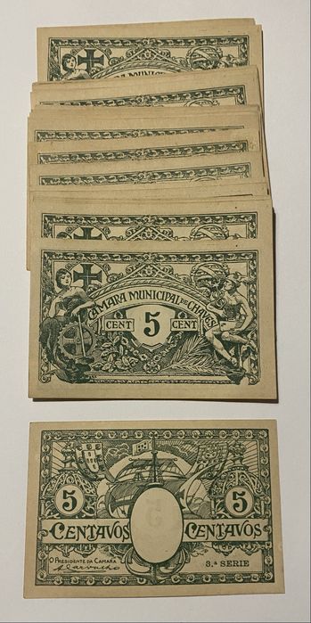 Notas Cedulas 5 Centavos Camara Municipal de Chaves