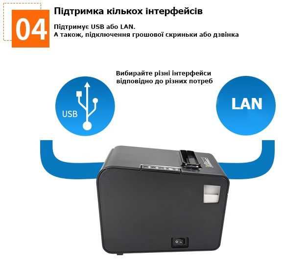 Чековый принтер термопринтер для чеков 80мм Lan Usb НОВИЙ! Гарантия.