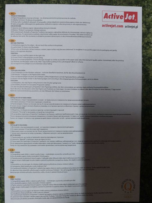 Papier fotograficzny do drukarki 12szt A4