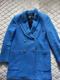 Kobaltowy płaszcz Zara 34