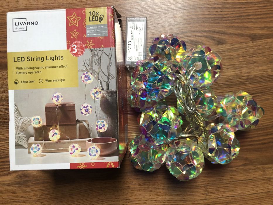 Girlanda świetlna Led Livarno Home holograficzny połysk kule 10 sztuk