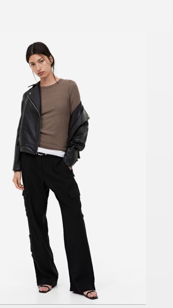 Базовий лонгслів в рубчик h&m