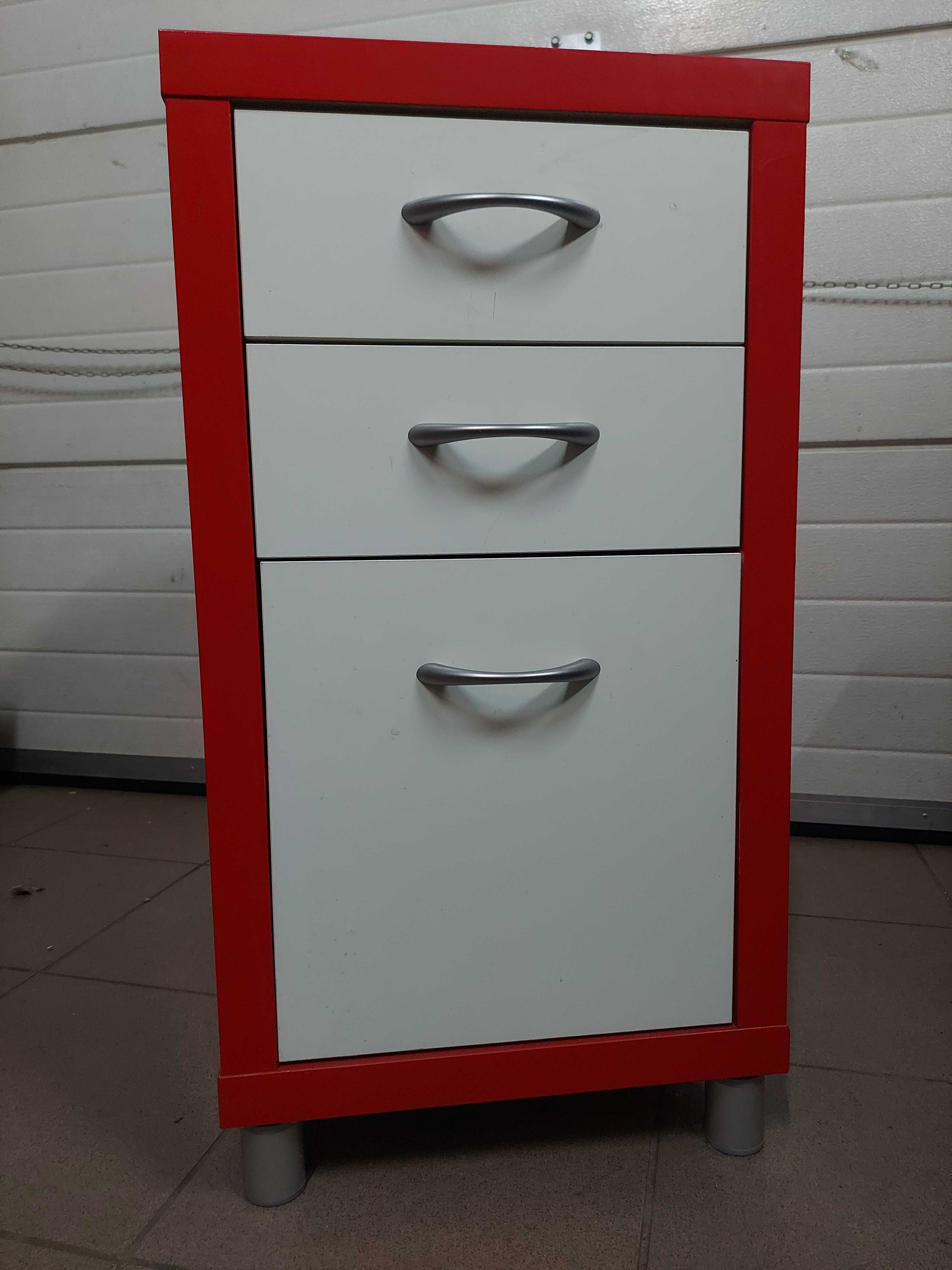szafka ikea czerwono-biala, 3 szuflady
