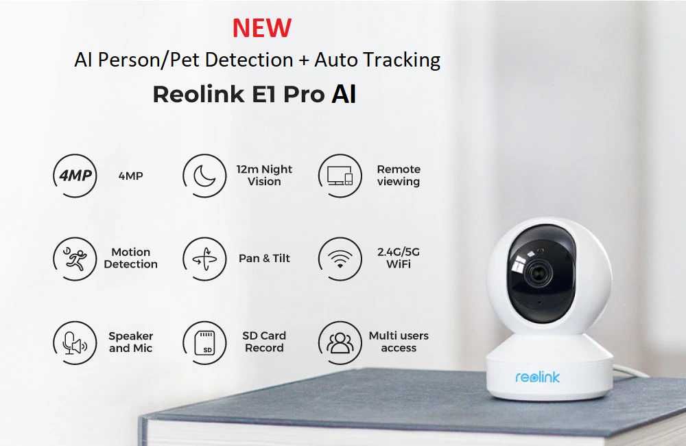 Новинка Reolink E1 Pro Auto Tracking AI ZOOM AI outdoor 4 5MP 2,4G/5G