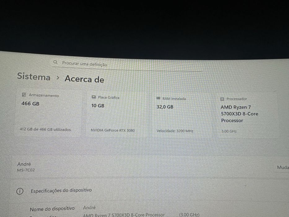 Pc gaming Ryzen 5700x3d + RTX 3080