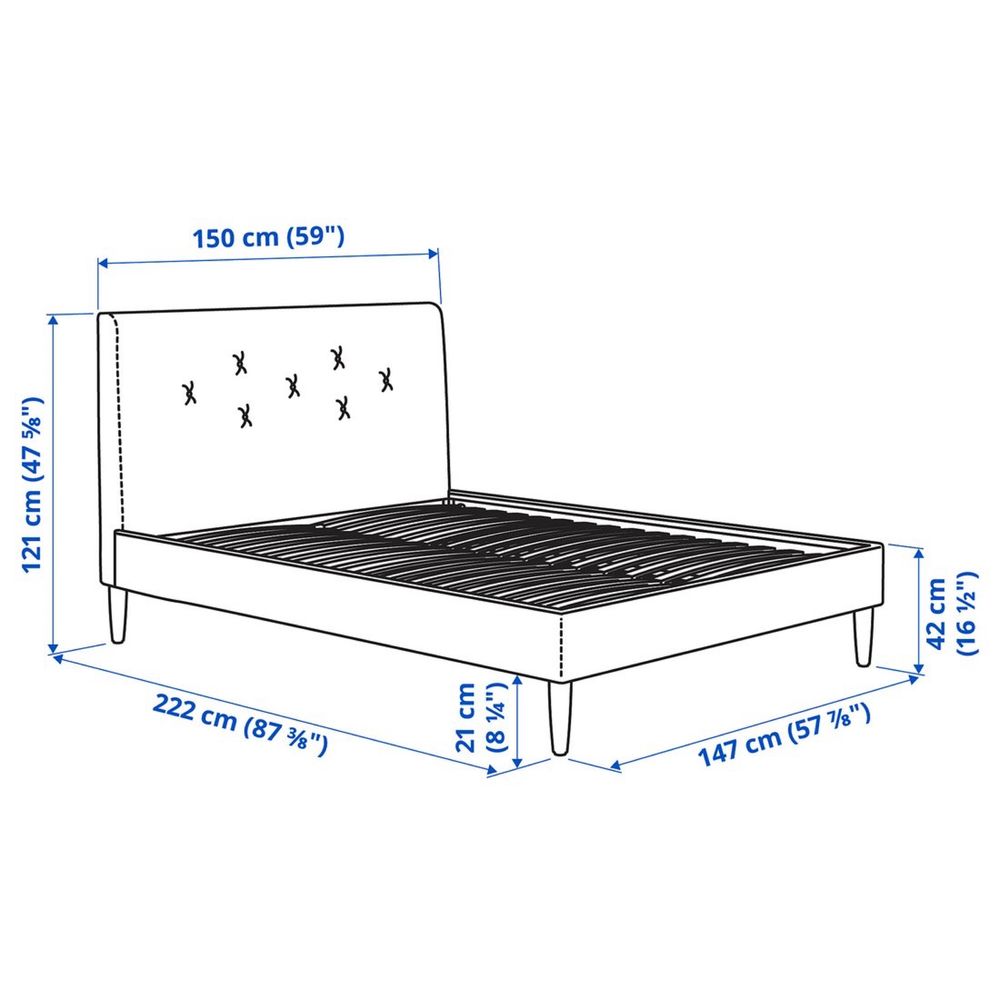 Łóżko tapicerowane 140x200 Idanas Ikea