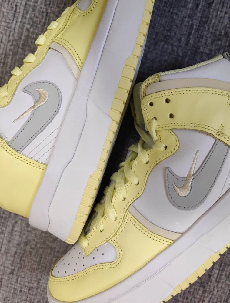 Оригінал Nike Dunk High Up Lemon Yellow жіночі високі кросівки Найк