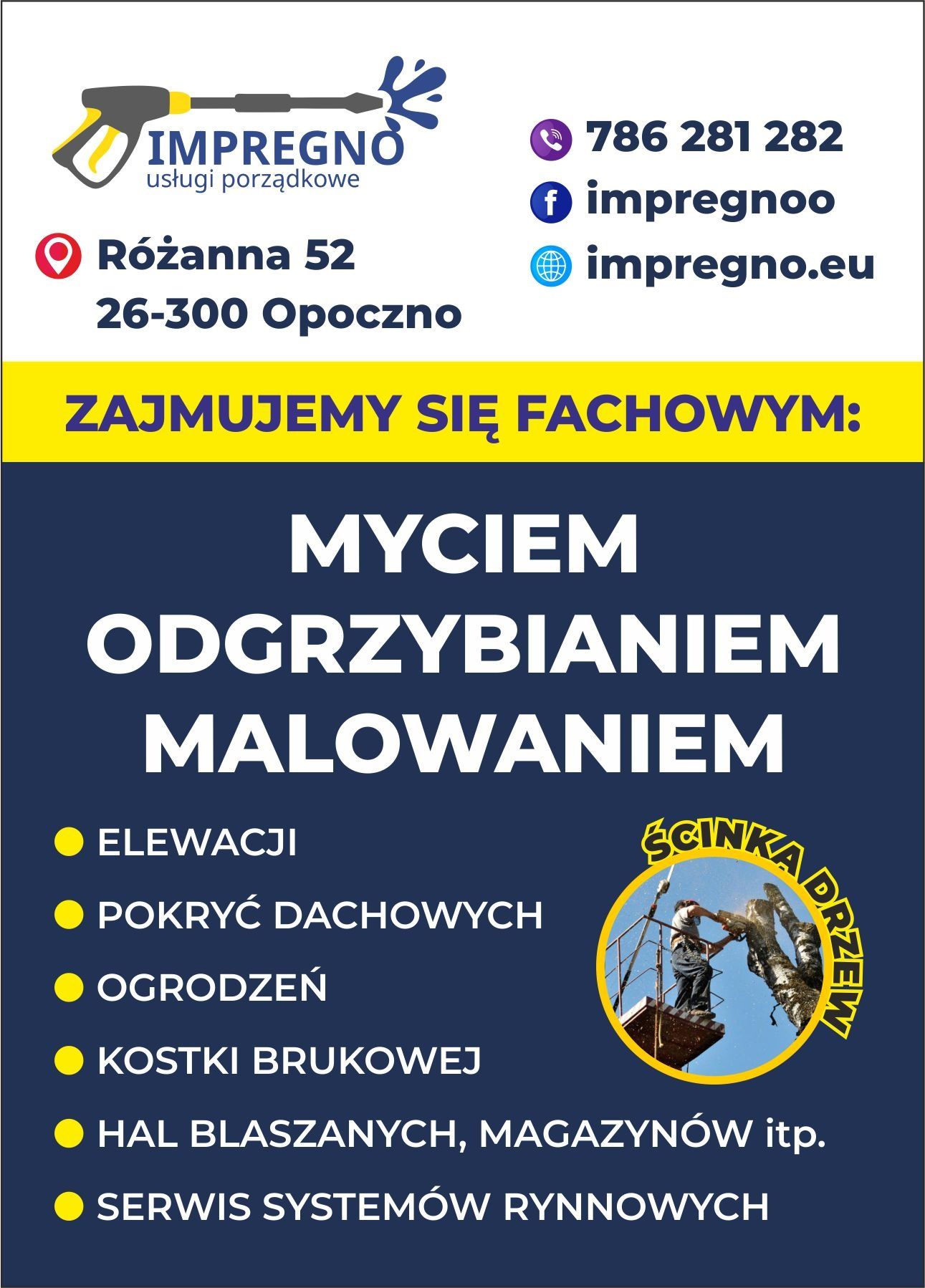 Malowanie elewacji,dachow ,Ścinka drzew ,Wynajem podnośnika koszowego