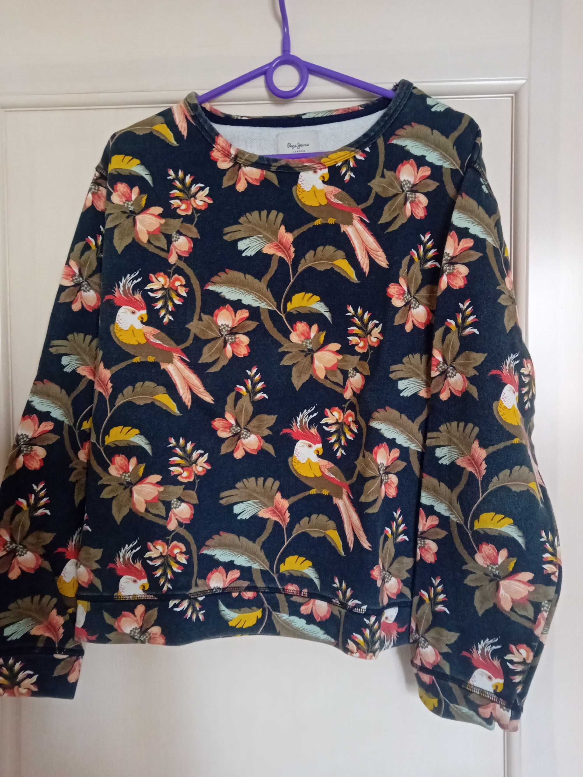 PEPE JEANS kolorowa bluza, papugi rozm.L