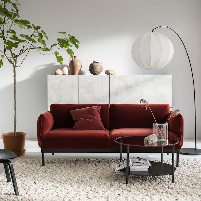 IKEA ÄPPLARYD, 2-osobowa sofa, czerwono-brązowy aksamit