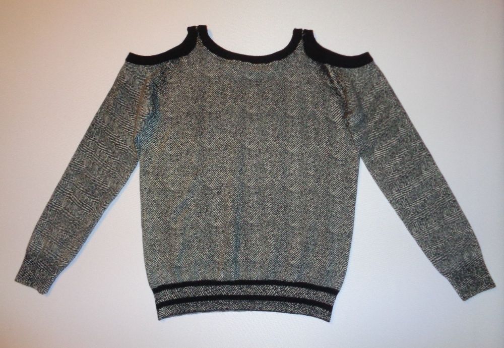 PATRIZIA PEPE 100% Wool bluzka cieńki sweter odkryte ramiona S/M