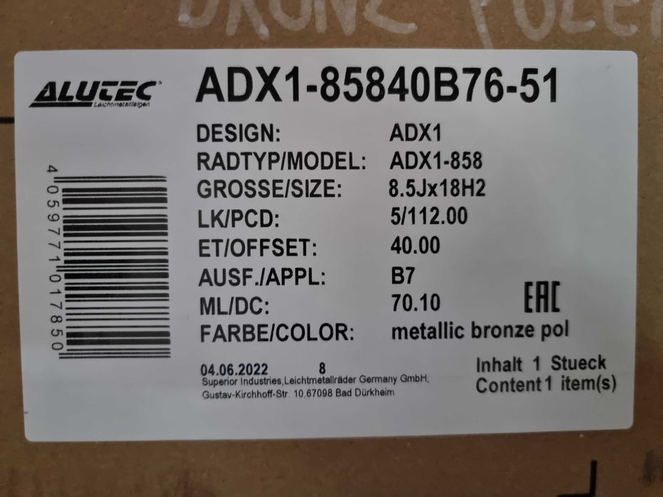NOWE alufelgi AUDI 18" 5x112 A3 A4 A6 Q2 Q3 TT - Złote