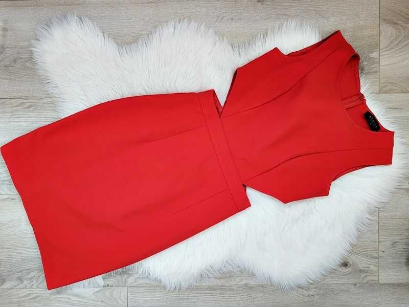 Czerwona, ołówkowa, krótka / mini sukienka z wycięciami Mohito, 36 (S)