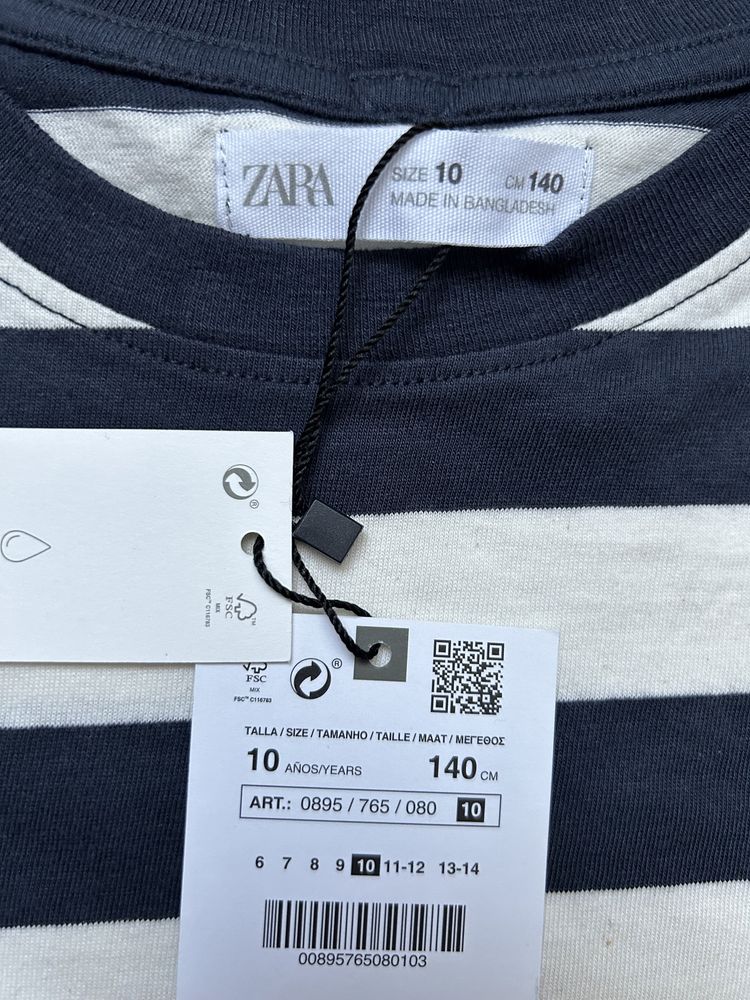 Реглан, тельняшка, футболка в смужку zara, на 140 см( 10 років)