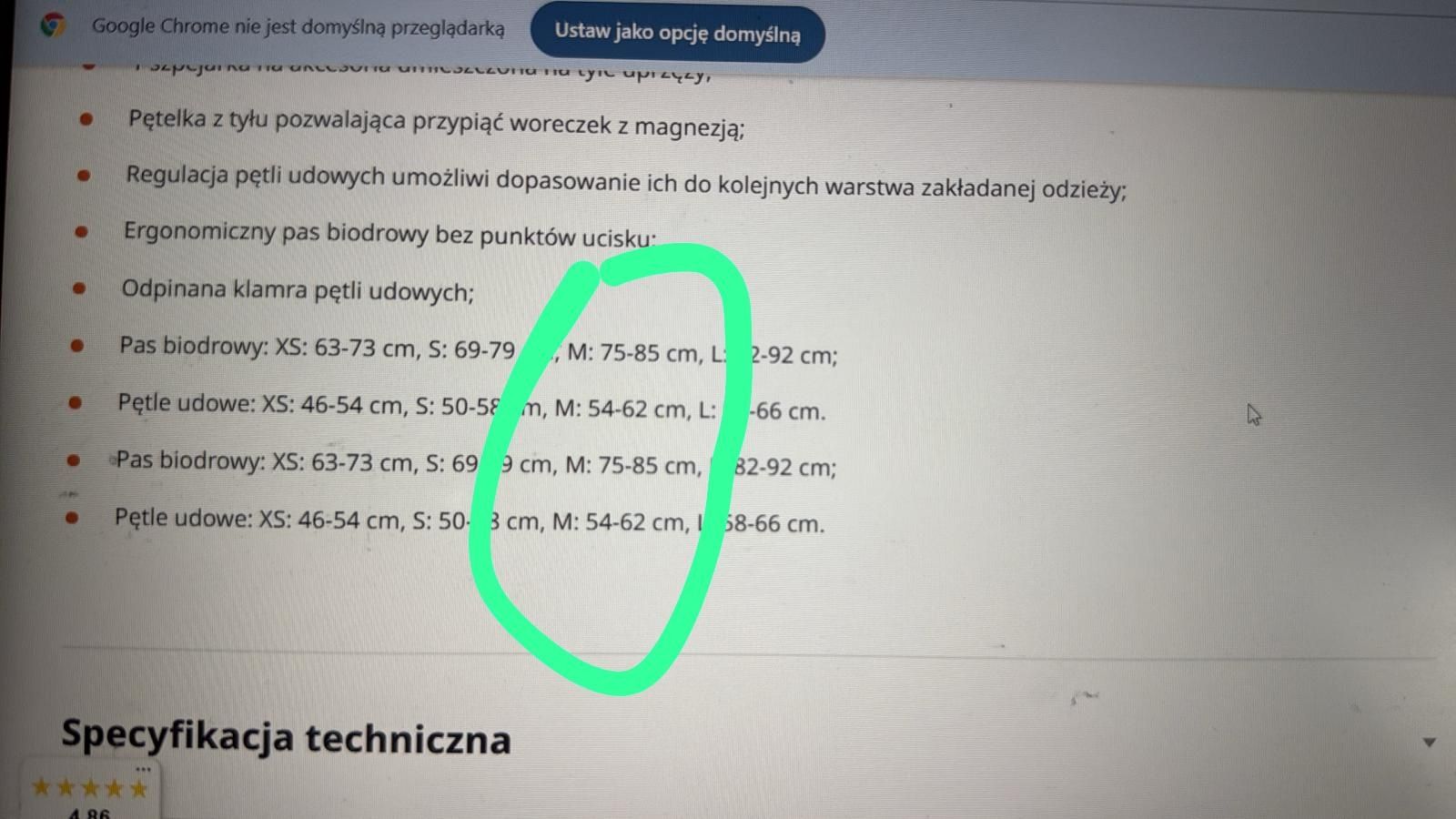 Uprząż wspinaczkowa damska rozmiar M