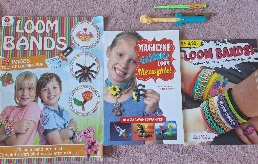 Gumki kolorowe i ksiazki z instrukcją loom bands