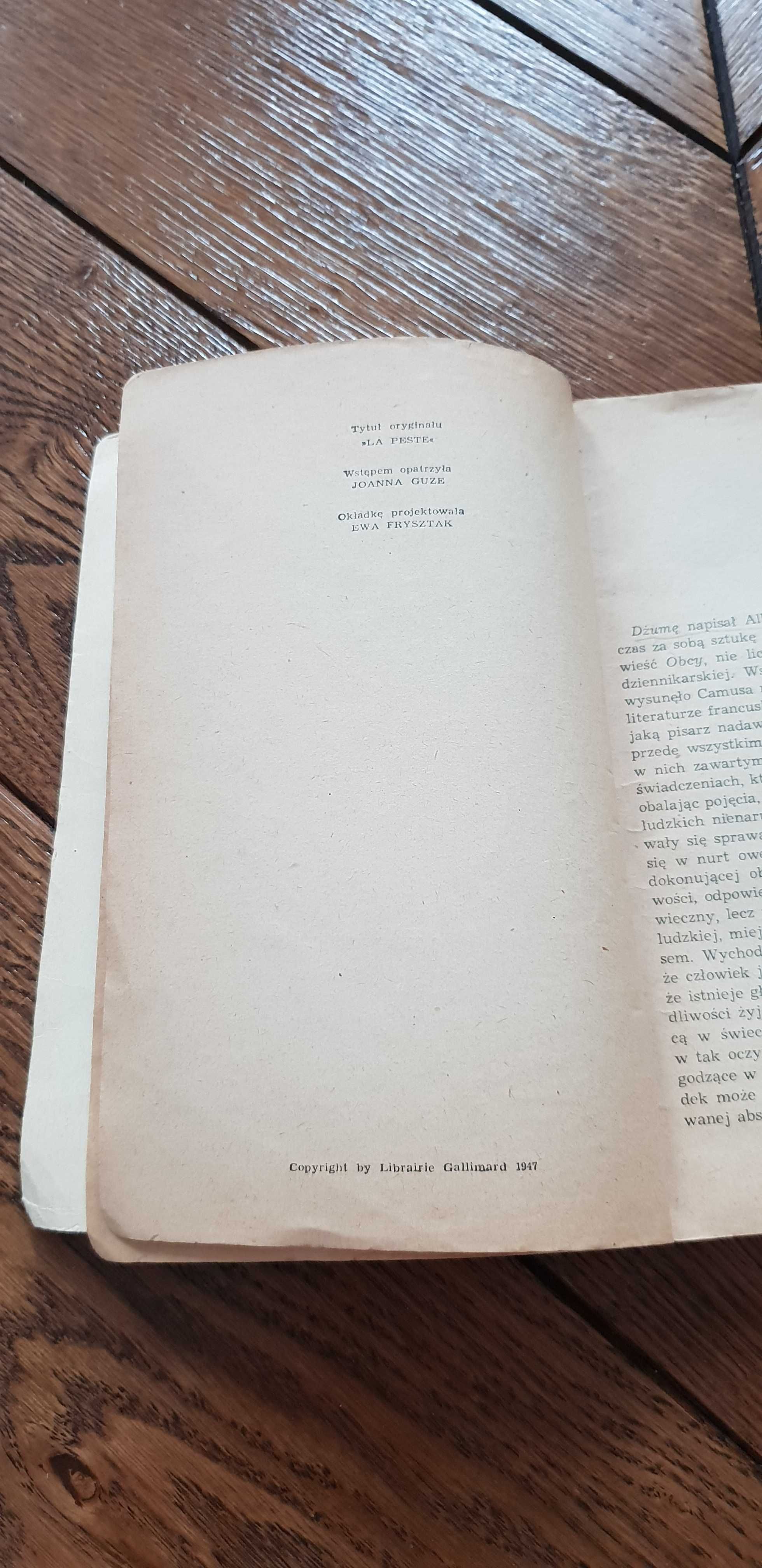 Książka rok 1966 "Dżuma" Albert Camus